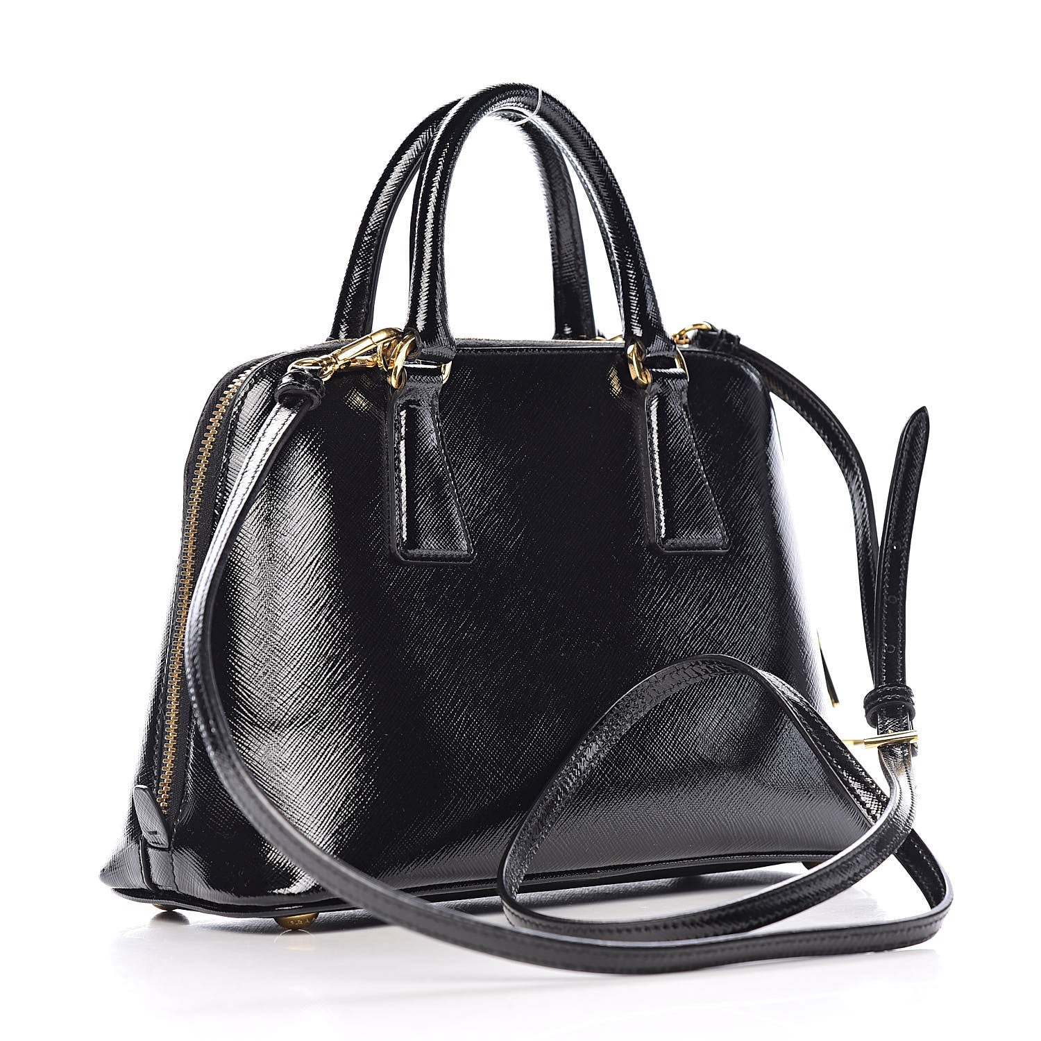 Prada Saffiano Vernice Small Promenade Tote Black 3 of 12