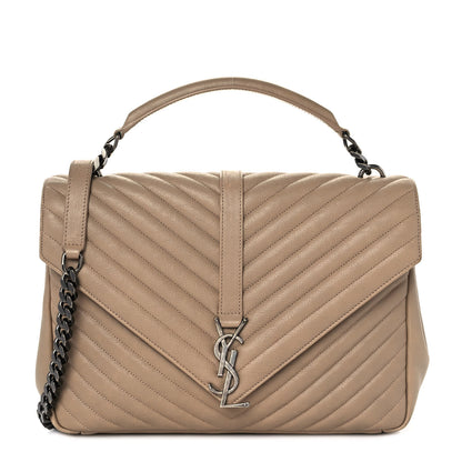 Saint Laurent Sheepskin Matelasse Chevron Monogram Large College Bag Fard 1 of 11