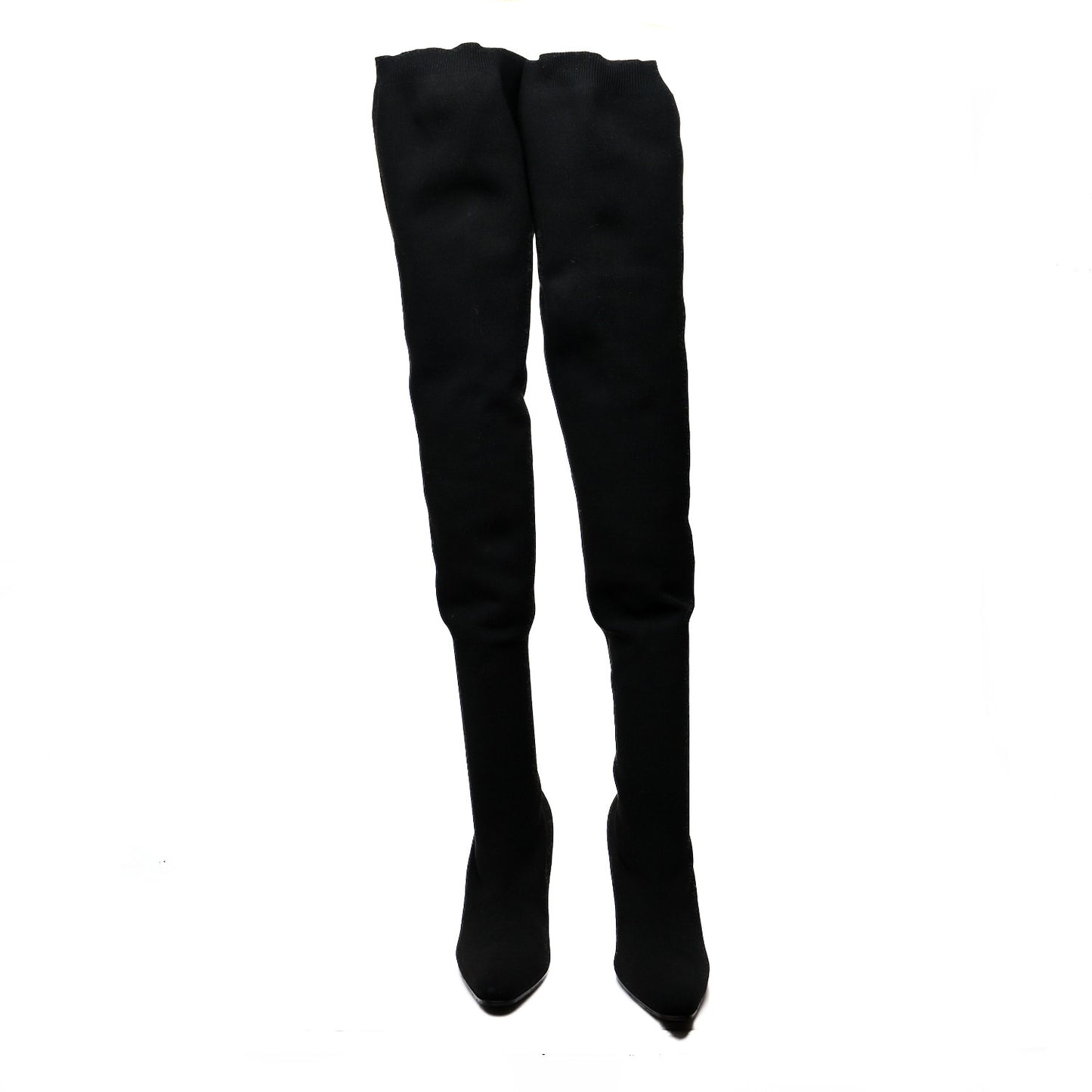 Spandex Round Toe Knife Thigh High Boots 40 Black