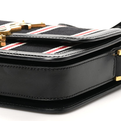 Saint Laurent Canvas Striped Calfskin Small Solferino Satchel Black Red 10 of 10