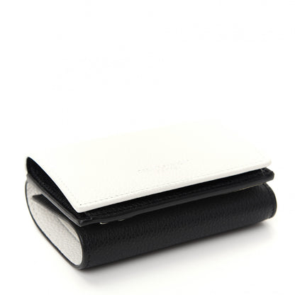 Saint Laurent Grained Calfskin Paris Petite Compact Wallet White Black 4 of 7