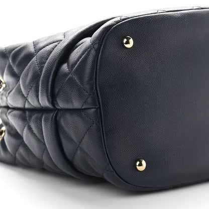 Chanel Caviar Quilted Rolled Up Bucket Drawstring Bag Navy 8 of 9