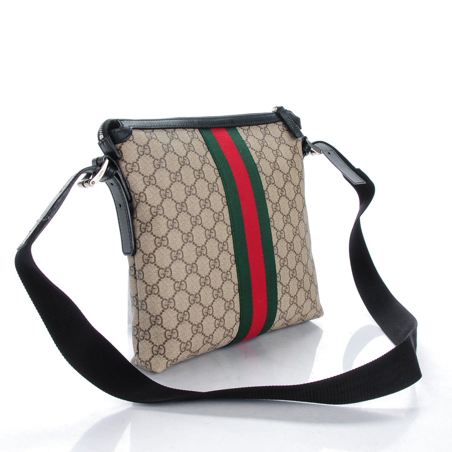 GG Supreme Monogram Web Messenger Bag Black