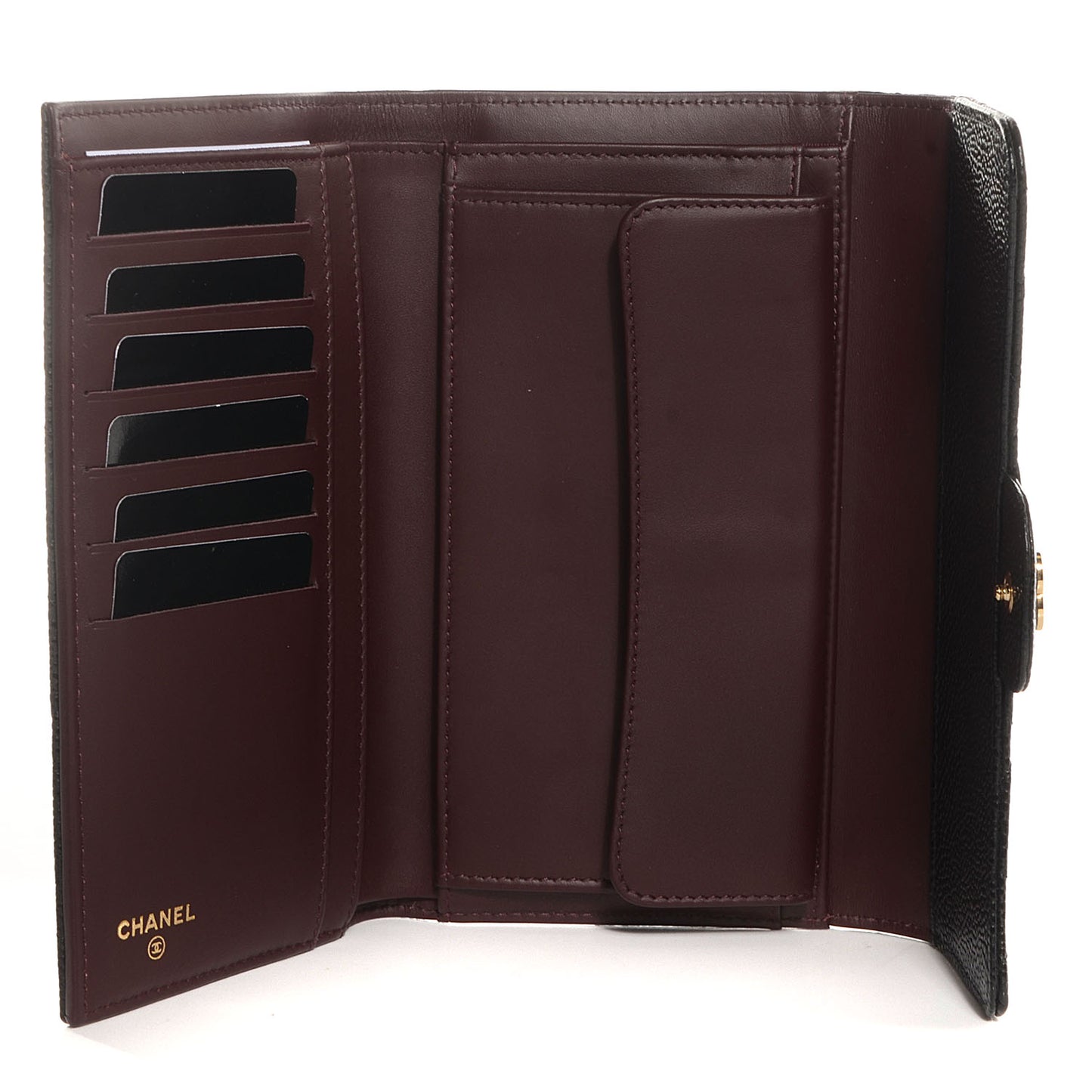 Caviar Quilted Large Flap Wallet Black