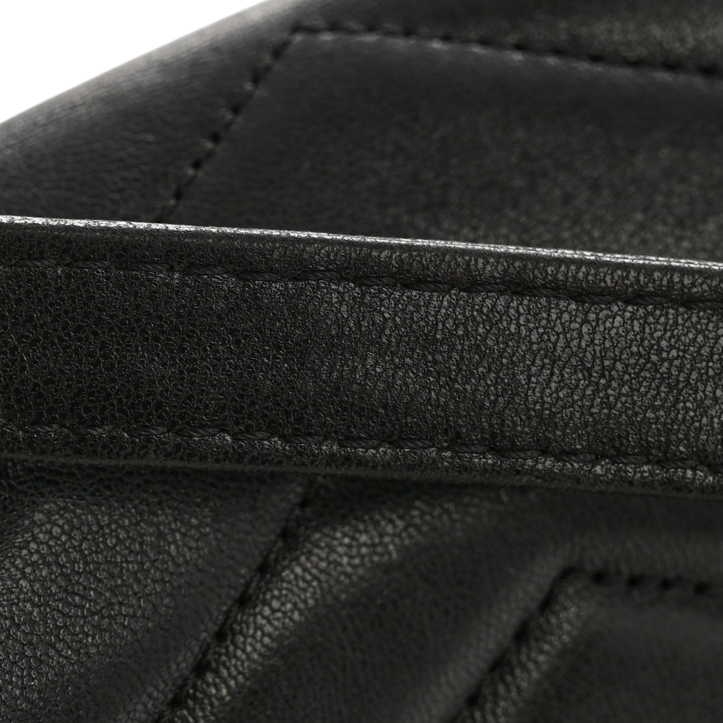 Lambskin Reversed Chevron Quilted Flap Black