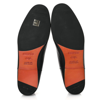 Hermes Goatskin Mens Saga Loafers 43.5 Black 7 of 11