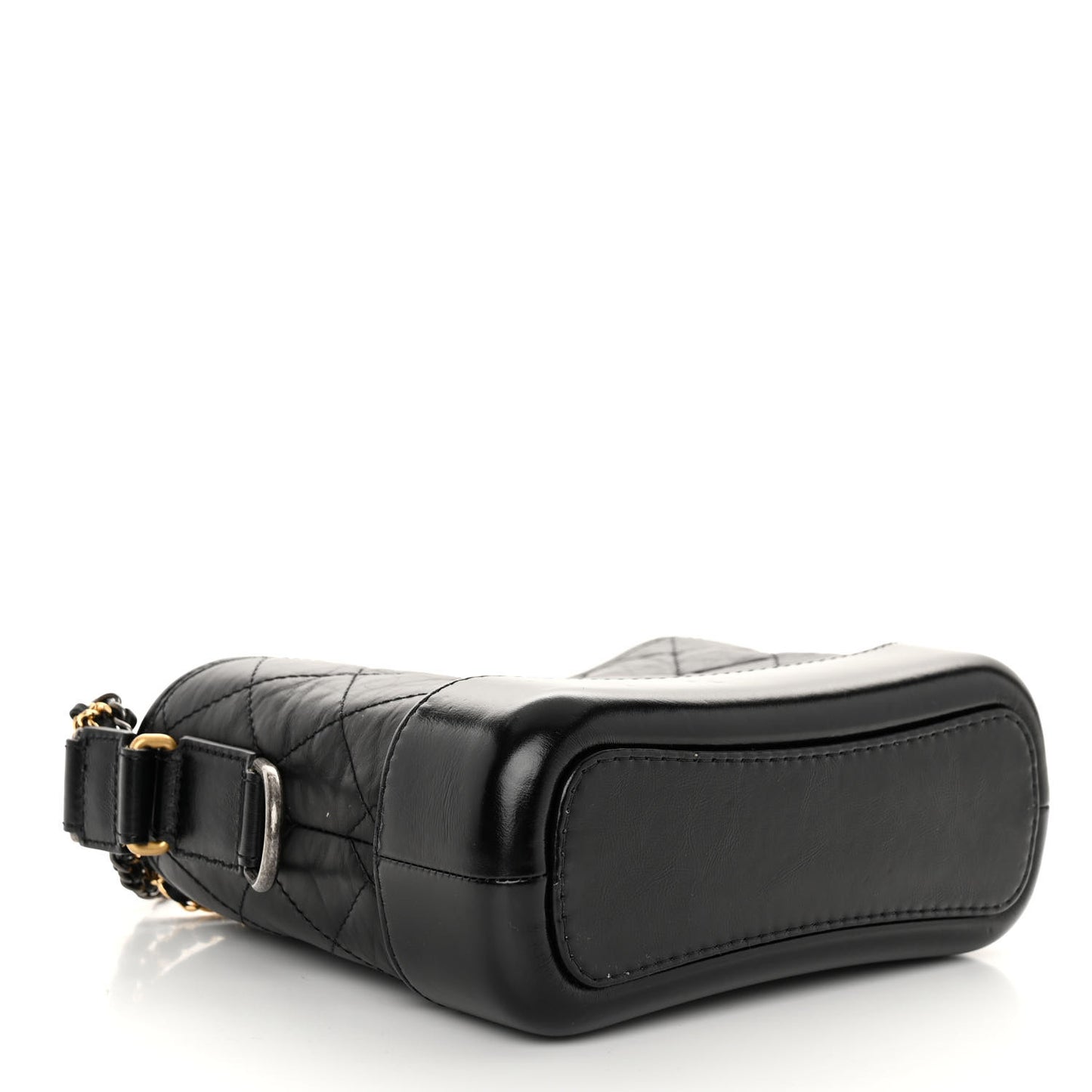 Aged Calfskin Quilted Small Gabrielle Hobo Black