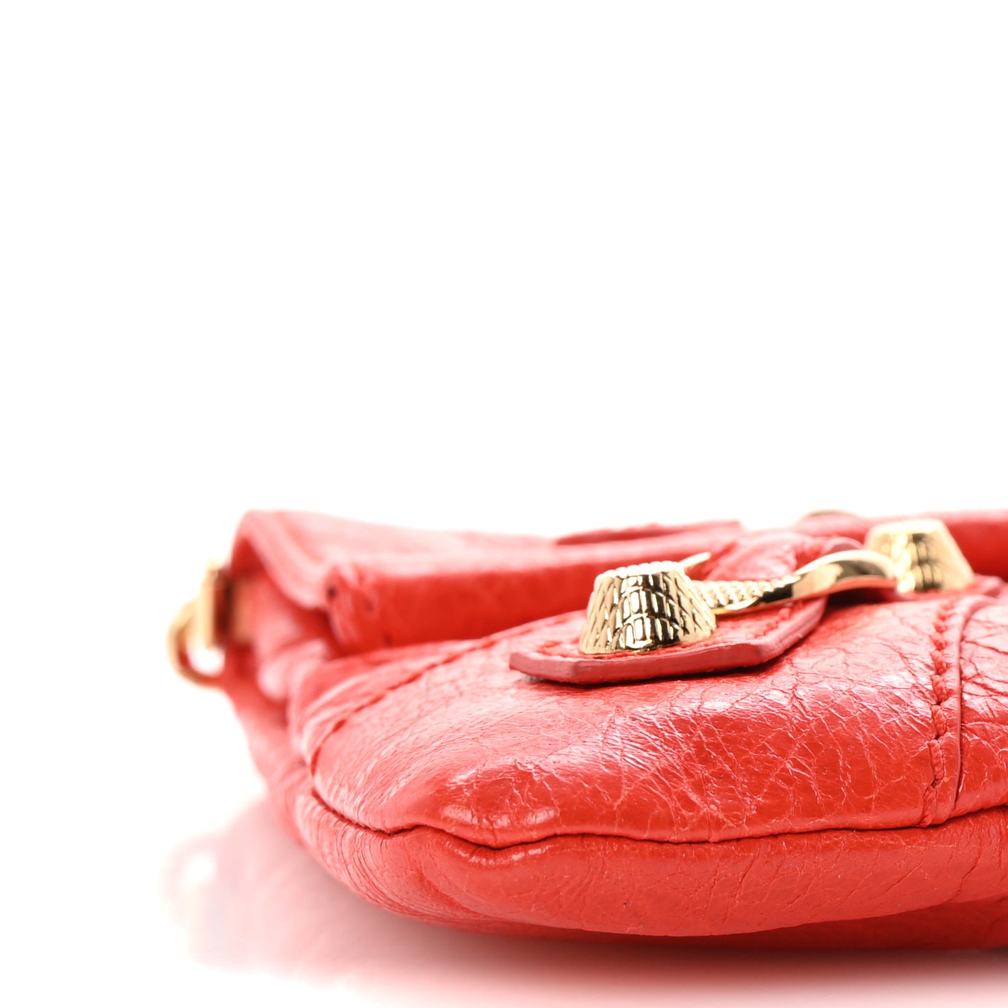 Agneau Giant 12 Gold Hardware Envelope Strap Clutch Rouge Coquelicot