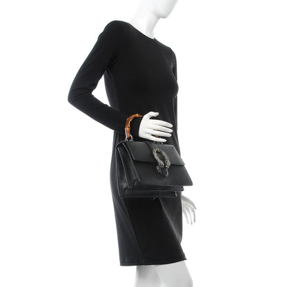 Gucci Dollar Calfskin Crystal Web Medium Dionysus Bamboo Top Handle Bag Black Black Diamond 2 of 8