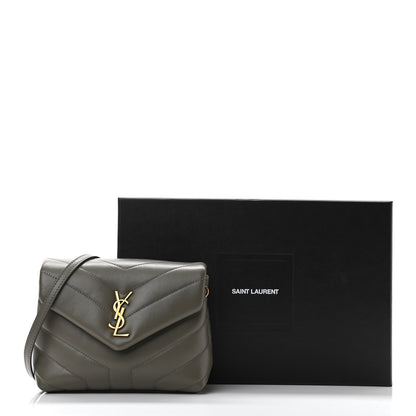 Saint Laurent Calfskin Y Quilted Monogram Toy Loulou Crossbody Bag Grey Kaki 11 of 11