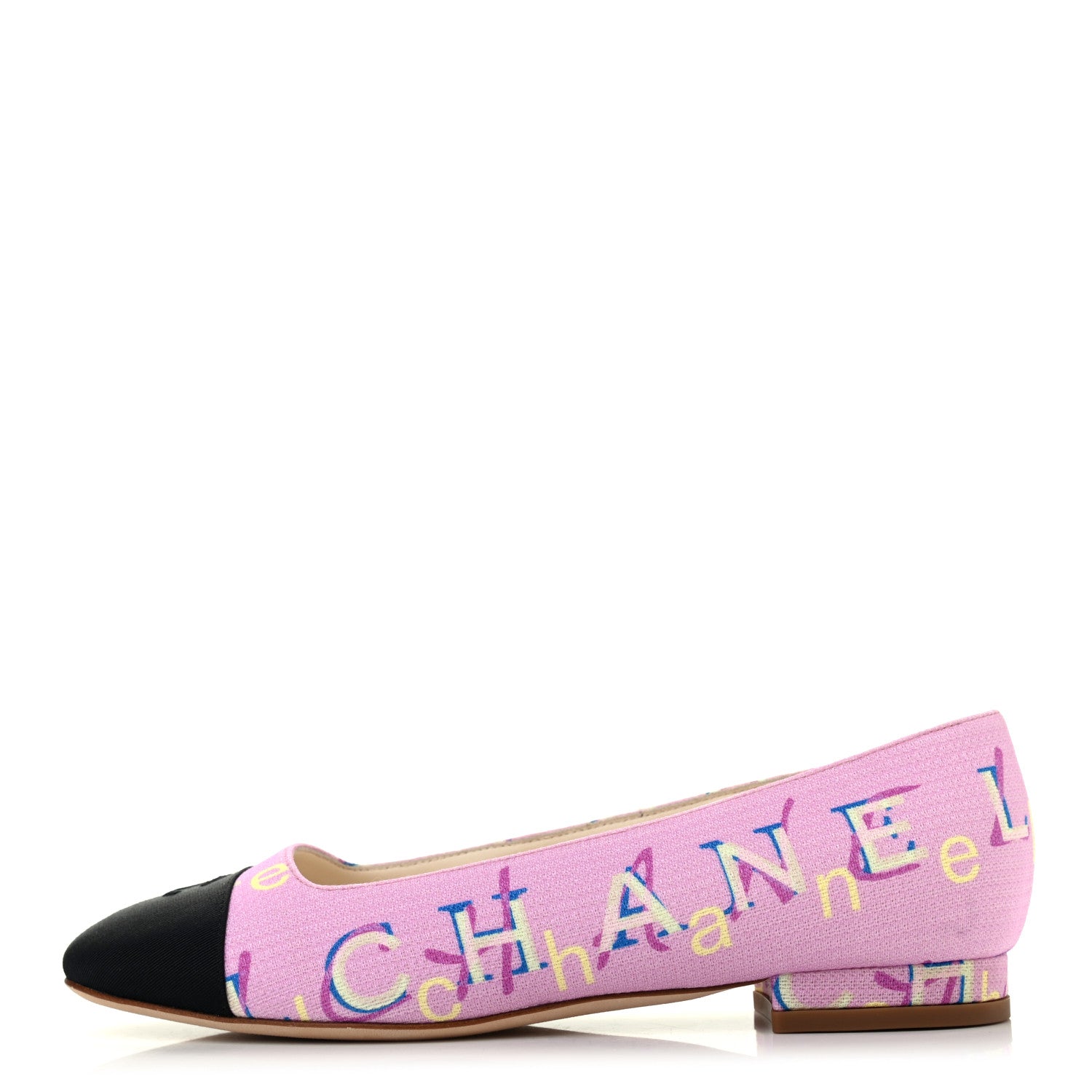 Chanel Fabric Grosgrain CC Flats 36 Pink Beige Black 1 of 8