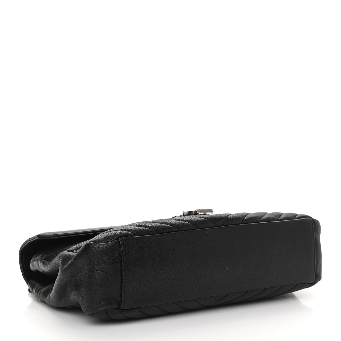 Sheepskin Matelasse Chevron Monogram Large College Satchel Black