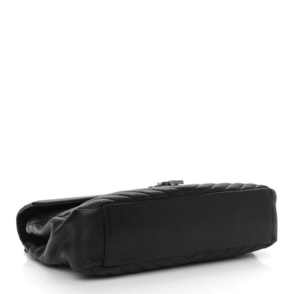 Saint Laurent Sheepskin Matelasse Chevron Monogram Large College Satchel Black 4 of 10