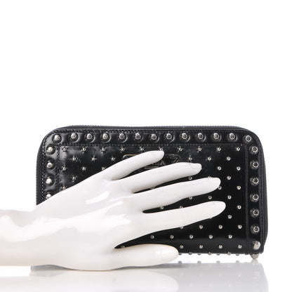 Prada Spazzolato Studded Zip Around Wallet Black 2 of 10