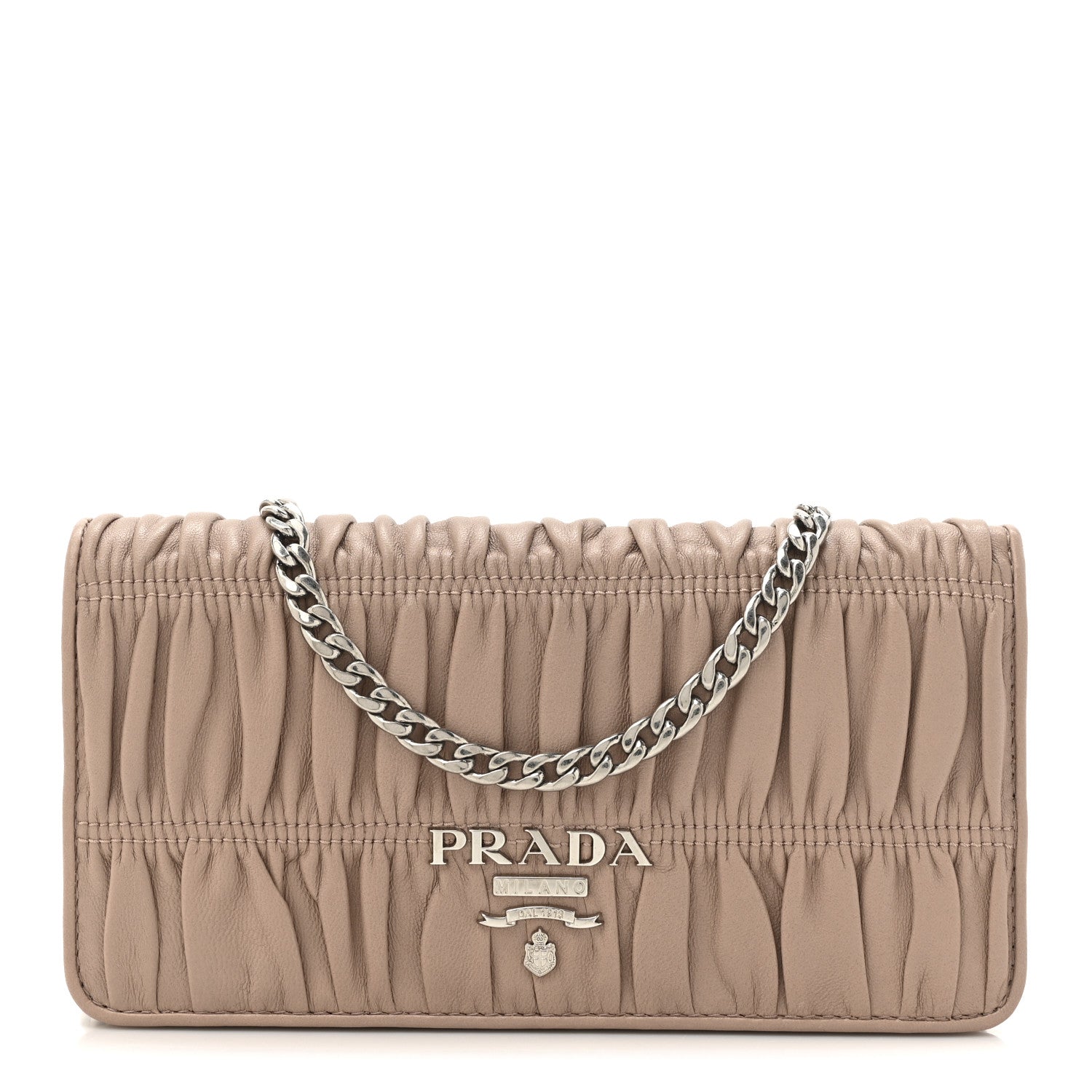 Prada Nappa Gaufre Wallet On Chain Orchidea 1 of 10