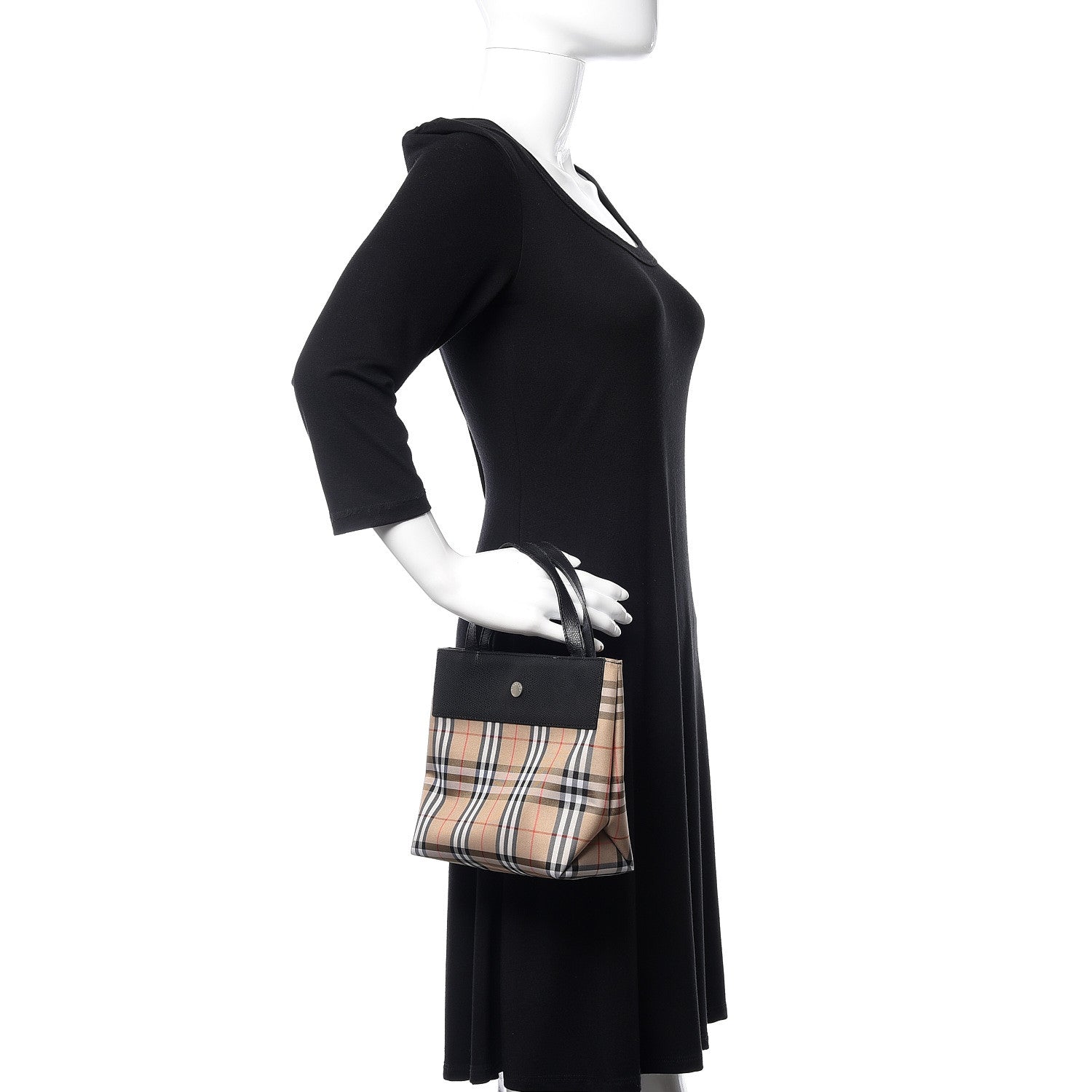Burberry Calfskin House Check Small Tote Black 2 of 10
