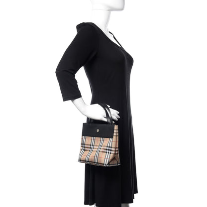 Burberry Calfskin House Check Small Tote Black 2 of 10