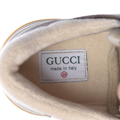 Gucci Suede Calfskin Tejus Printed Womens Ultrapace Sneakers 39 Pink Silver Oatmeal Yolk 8 of 9