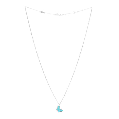 Van Cleef & Arpels 18K White Gold Turquoise Sweet Alhambra Butterfly Pendant Necklace 3 of 5