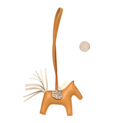 Hermes Milo Lambskin Lizard Touch Grigri Rodeo Horse Bag Charm PM Sesame Craie Desert 2 of 3