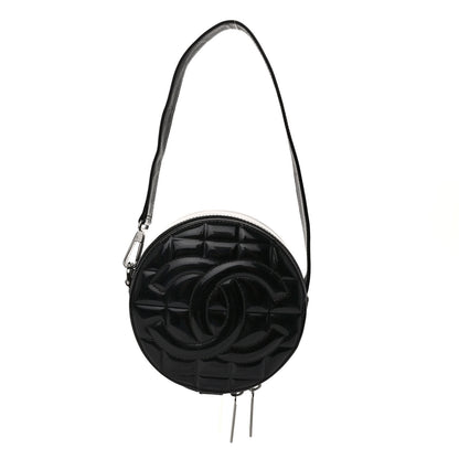 Chanel Patent Quilted CC Chocolate Bar Round Shoulder Bag Black 1 of 13