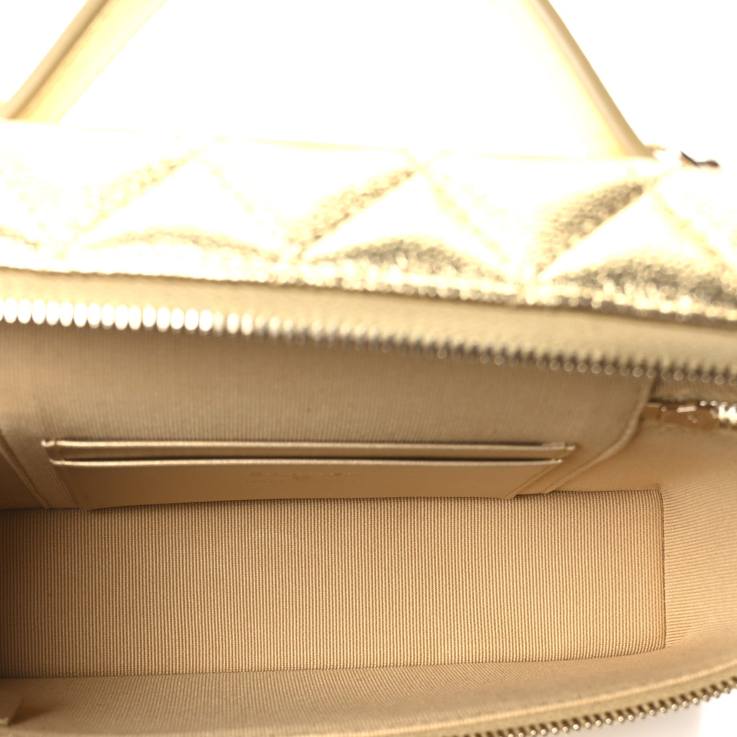 Chanel Metallic Caviar Quilted Top Handle Slim Vanity With Chain Gold 5 of 10