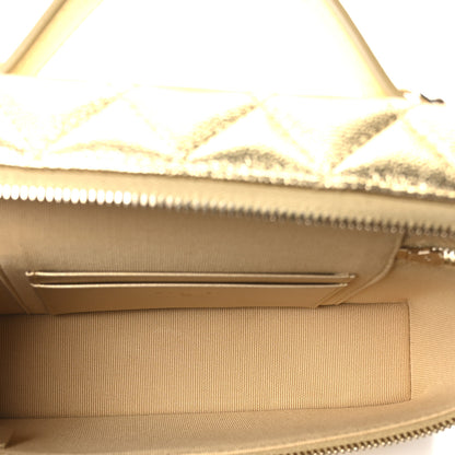 Chanel Metallic Caviar Quilted Top Handle Slim Vanity With Chain Gold 5 of 10