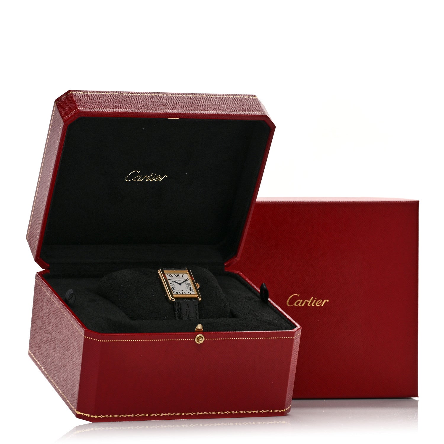 Cartier Stainless Steel 18K Yellow Gold Alligator 27mm Tank Solo Quartz Watch 5 of 5