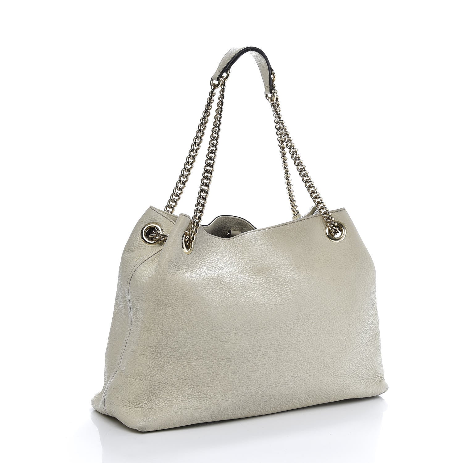 Gucci Pebbled Calfskin Medium Soho Chain Shoulder Bag Off White 3 of 19