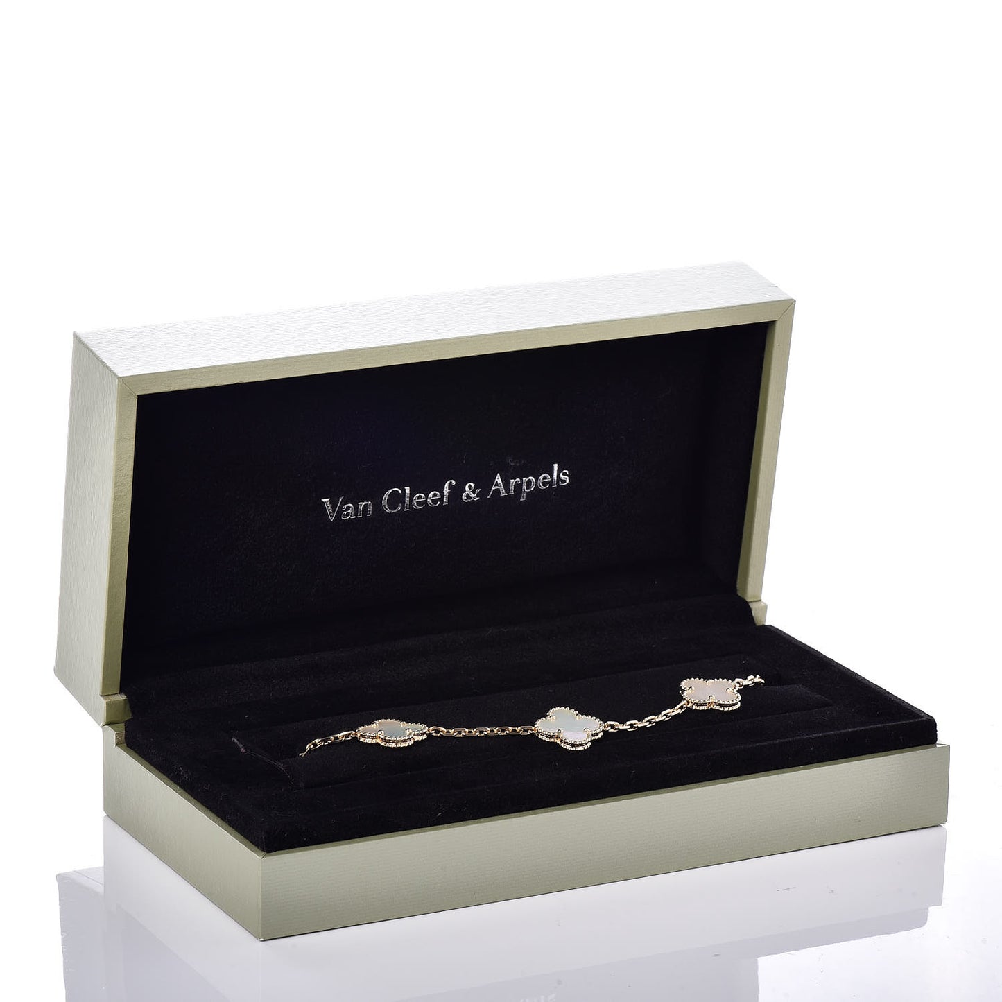 18K Yellow Gold Mother of Pearl 5 Motifs Vintage Alhambra Bracelet