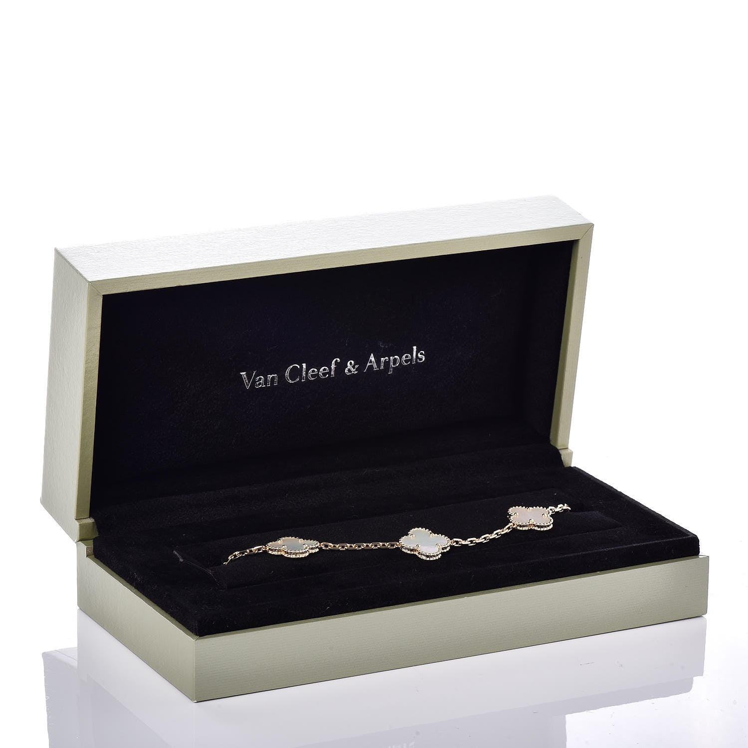 Van Cleef & Arpels 18K Yellow Gold Mother of Pearl 5 Motifs Vintage Alhambra Bracelet 6 of 6