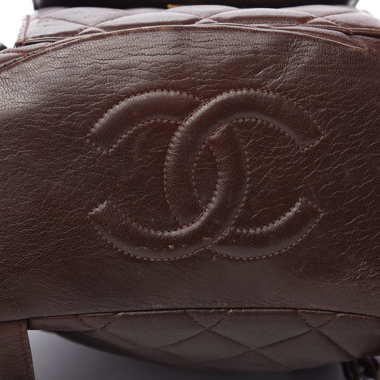 Lambskin Quilted Backpack Brown
