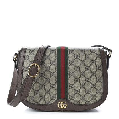 Gucci GG Supreme Monogram Web Small Ophidia Flap Messenger Bag Brown 1 of 10