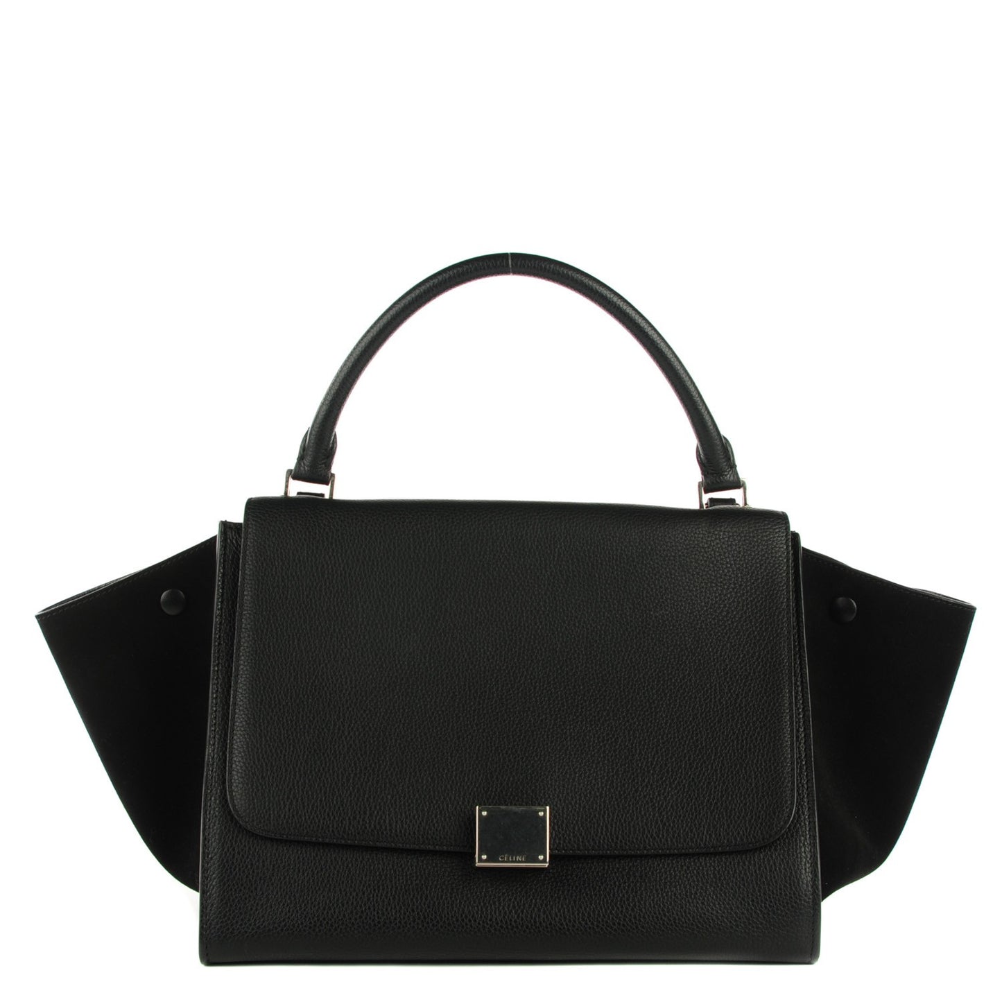 Drummed Calfskin Suede Medium Trapeze Black