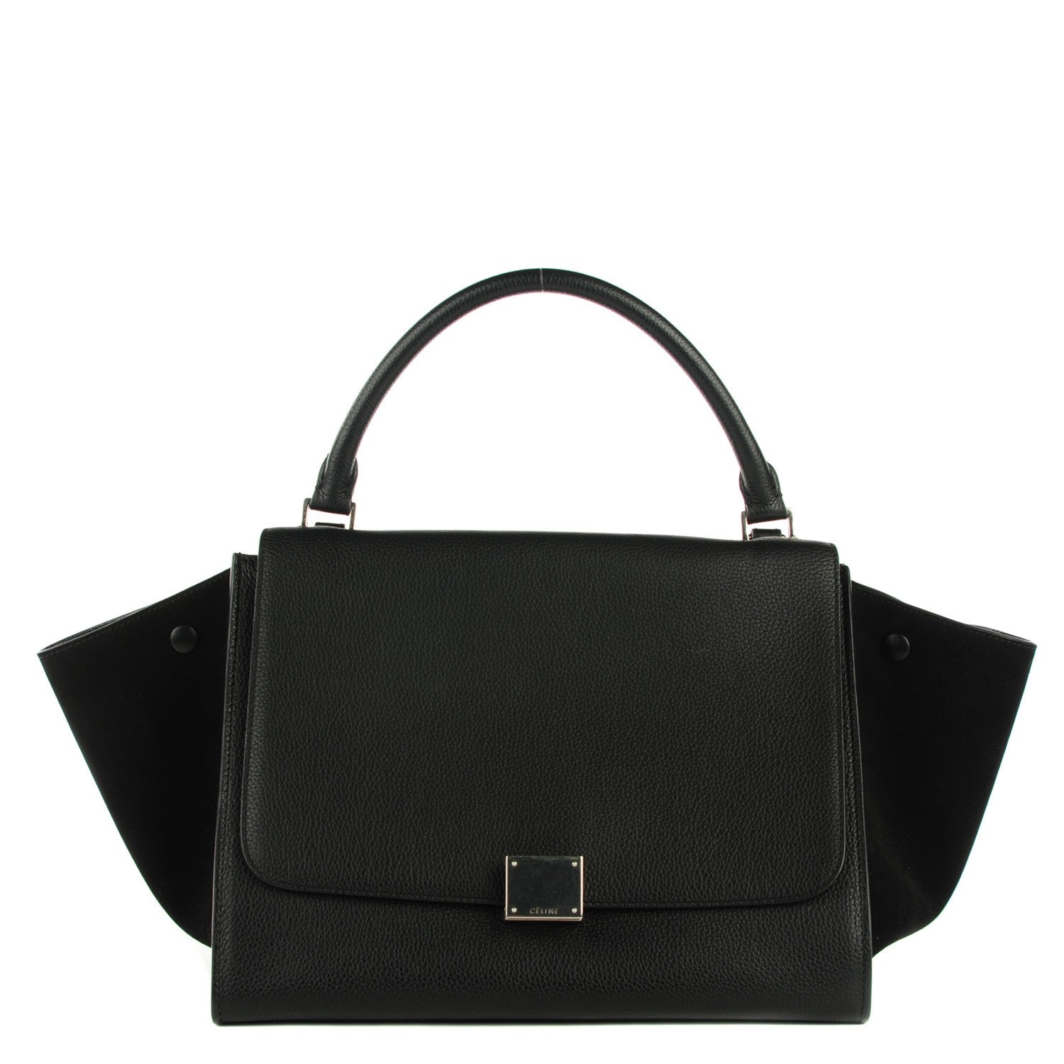 Celine Drummed Calfskin Suede Medium Trapeze Black 1 of 7