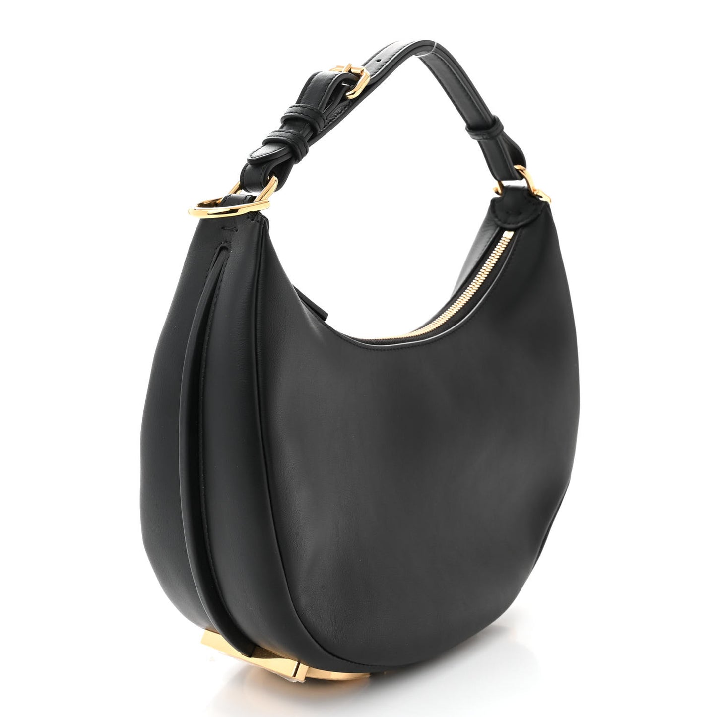 Vitello Grace Matte Small Fendigraphy Hobo Bag Black