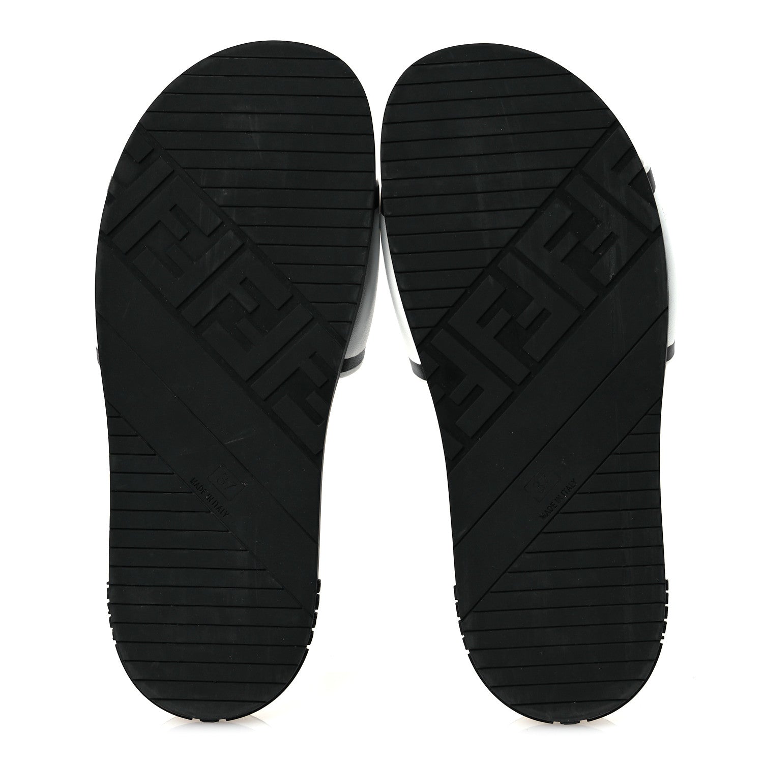 Fendi X JOSHUA VIDES Roma Calfskin Fussbetts Slide Sandals 37 Snow White Black 7 of 13