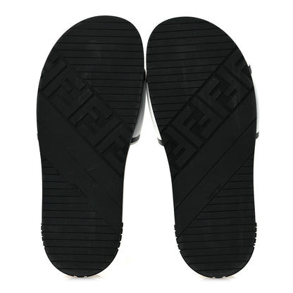Fendi X JOSHUA VIDES Roma Calfskin Fussbetts Slide Sandals 37 Snow White Black 7 of 13