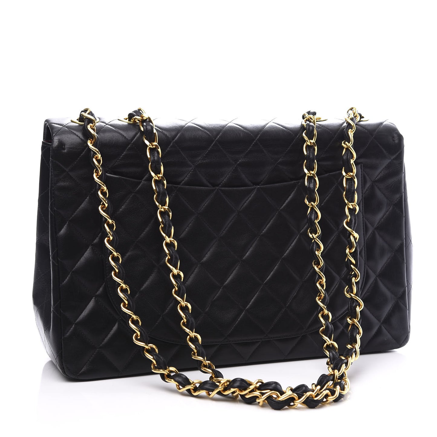 Lambskin Quilted XL Jumbo Single Flap Black