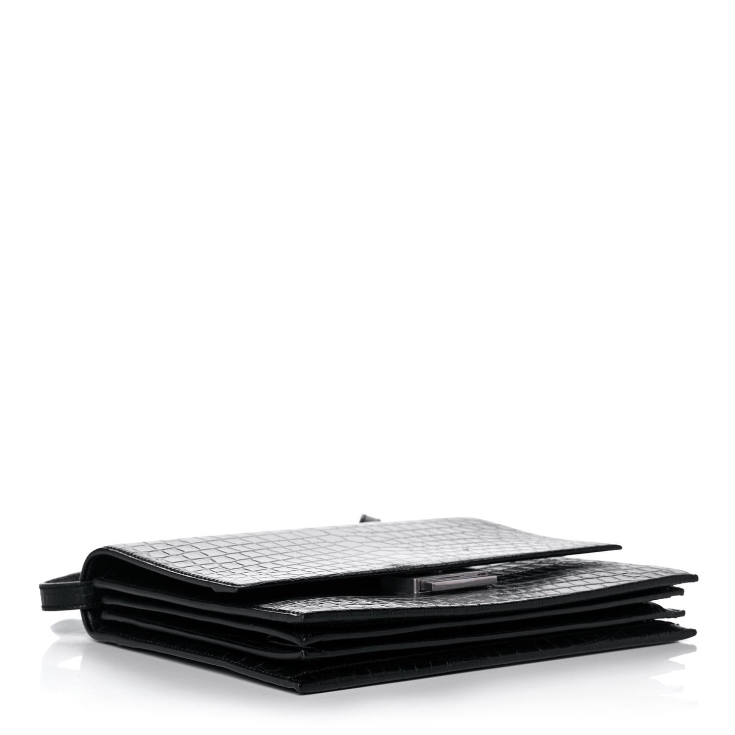 Calfskin Crocodile Embossed Medium Babylone Black