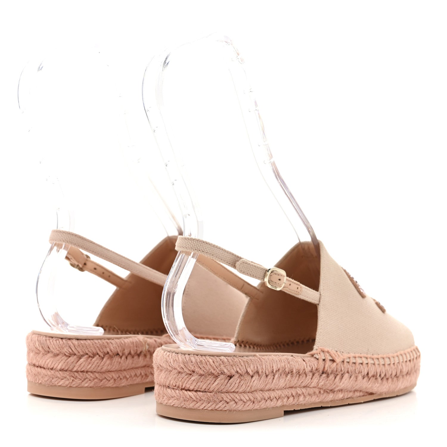 Chanel Canvas Strass CC Espadrille Slingback Sandals 38 Pink 5 of 9