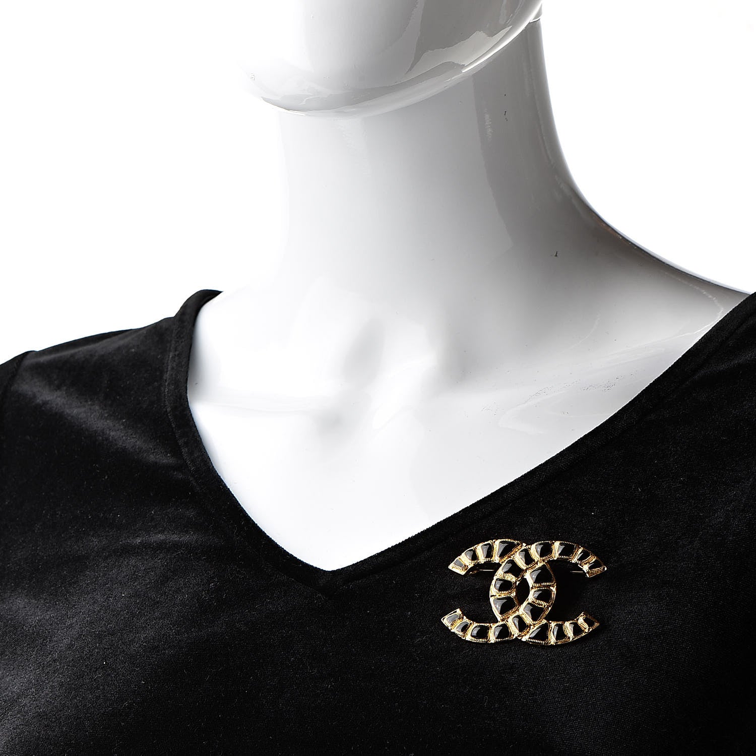 Chanel Gripoix Poured Glass Along The Nile CC Brooch Black Gold 2 of 5