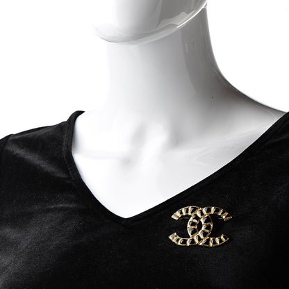 Chanel Gripoix Poured Glass Along The Nile CC Brooch Black Gold 2 of 5
