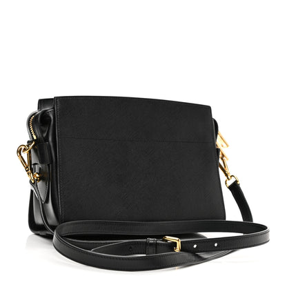 Prada Saffiano City Calfskin Esplanade Crossbody Bag Black 3 of 10