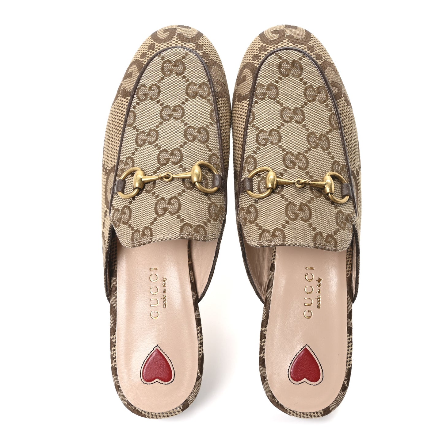 Monogram Jumbo GG Malaga Kid Womens Princetown Slippers 35.5 Camel Ebony New Acero Beige