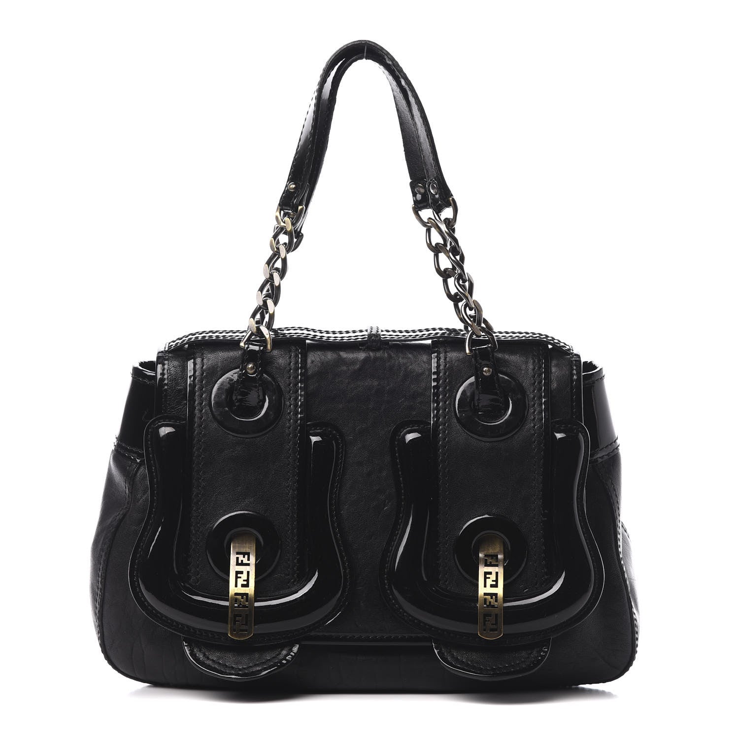 Fendi Nappa Patent B Bag Black 1 of 15