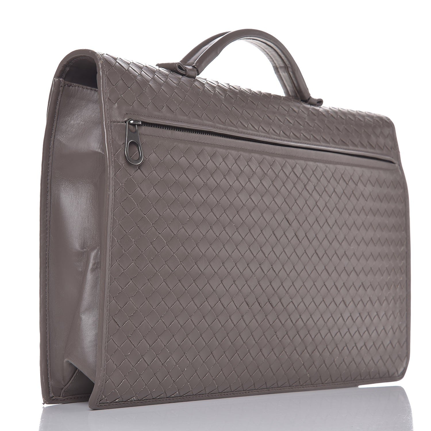 Bottega Veneta Light Calf Intrecciato Briefcase Steel 3 of 13