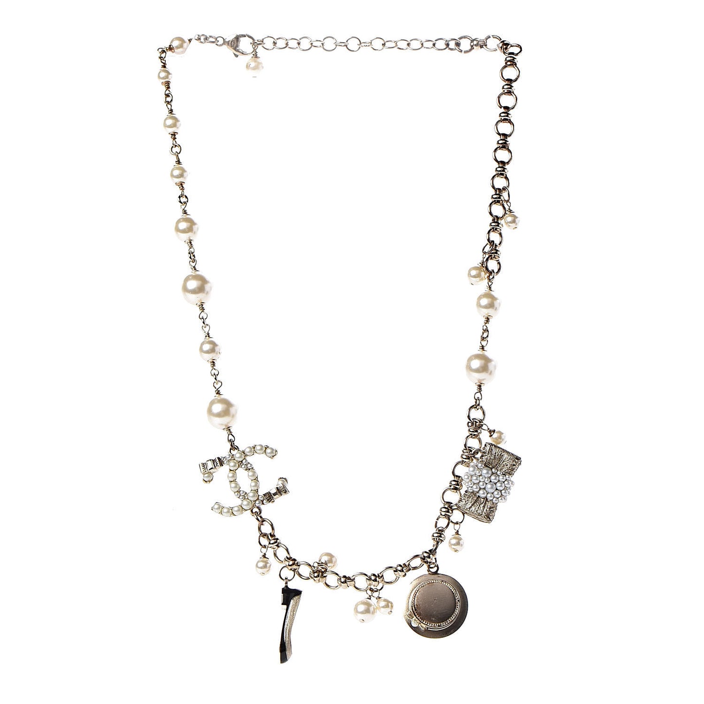 Pearl Charm CC Short Necklace Gold