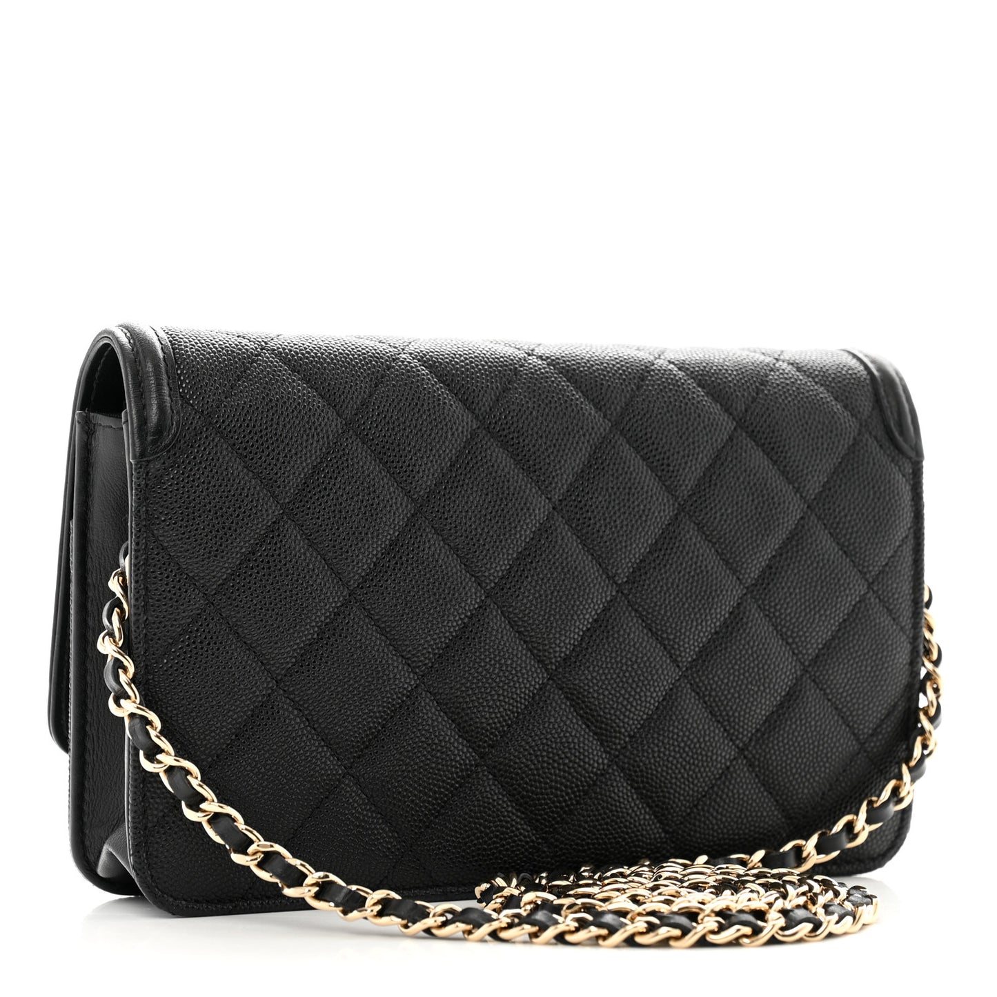 Caviar Quilted CC Filigree Wallet On Chain WOC Black