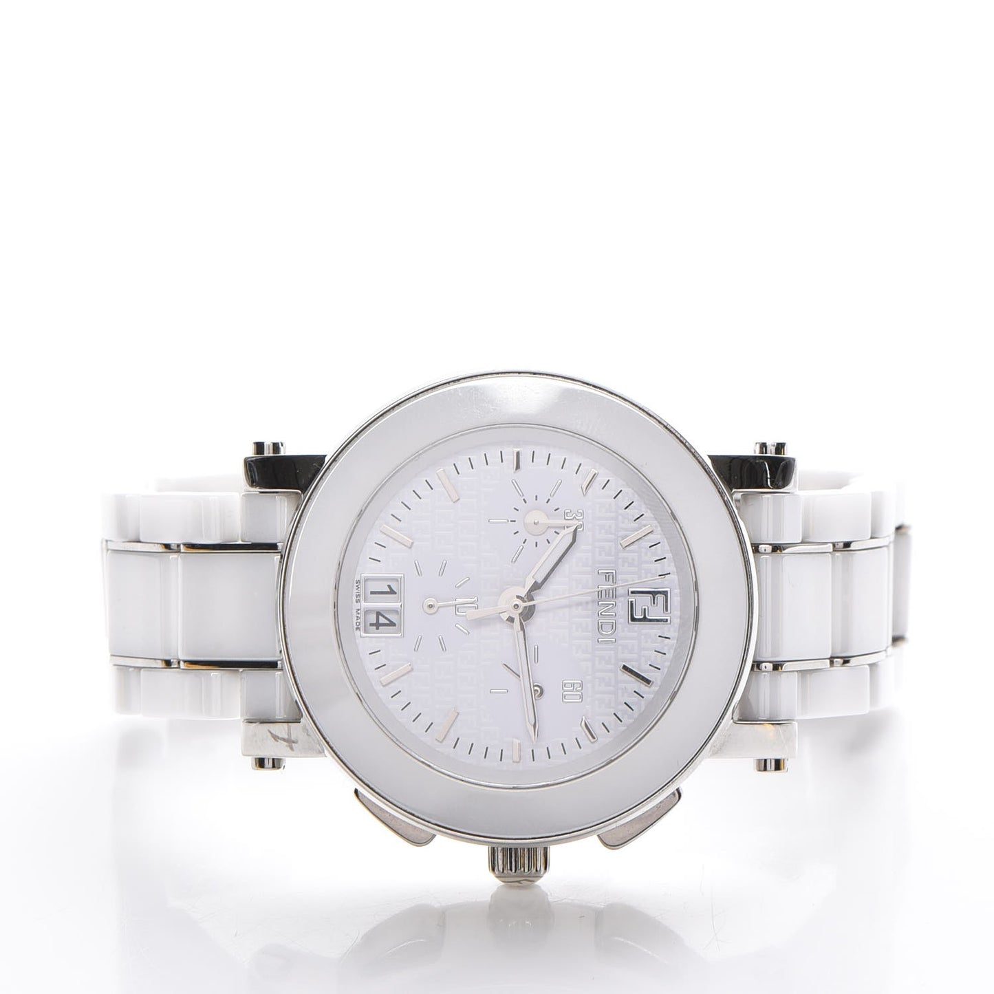 Stainless Steel Ceramic 38mm Chronograph Quartz Watch White